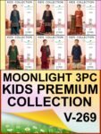 MOONLIGHT KIDS 3PC DHANAK EMBROIDERED WITH 3D PASHMINA SHAWL VOL-269-Set Of 06 Dresses