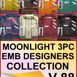 MOONLIGHT 3PC EMBROIDERED DIGITAL PRINTED PREMIUM LAWN VOL-88-Set Of 8 Dresses