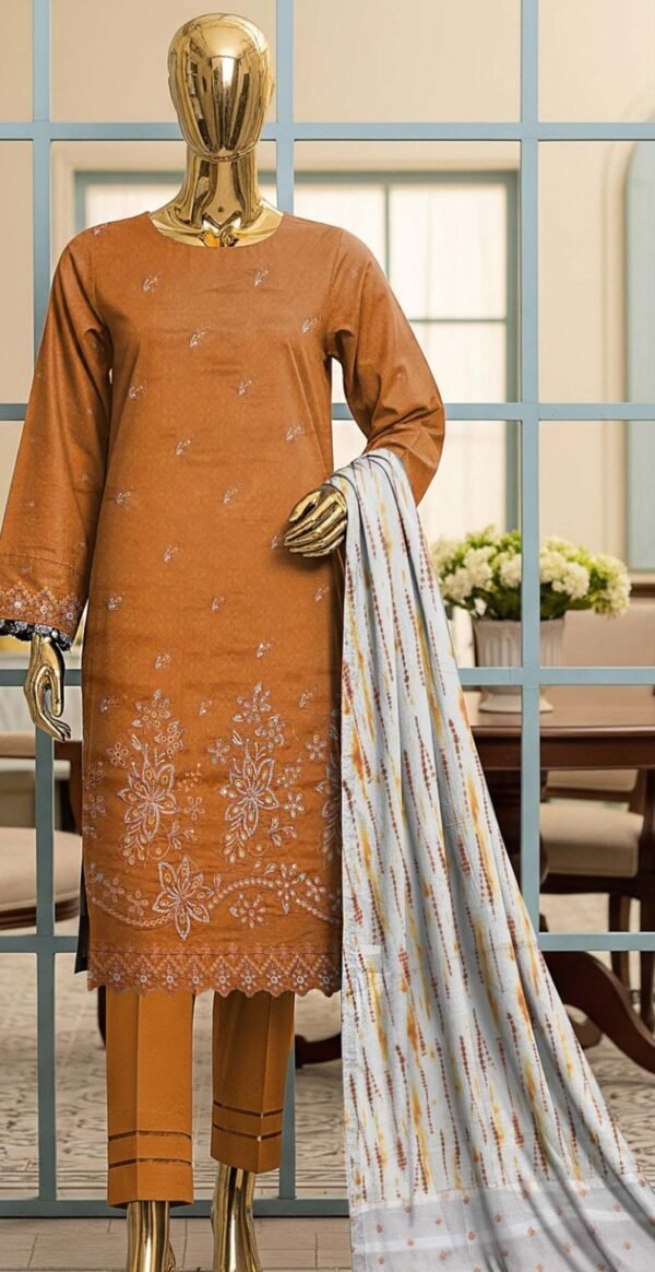 BIN SAEED 3PC LAWN CUTWORK EMBROIDERED SEQUIN DIGITAL PRINTED VOL-184-D-154