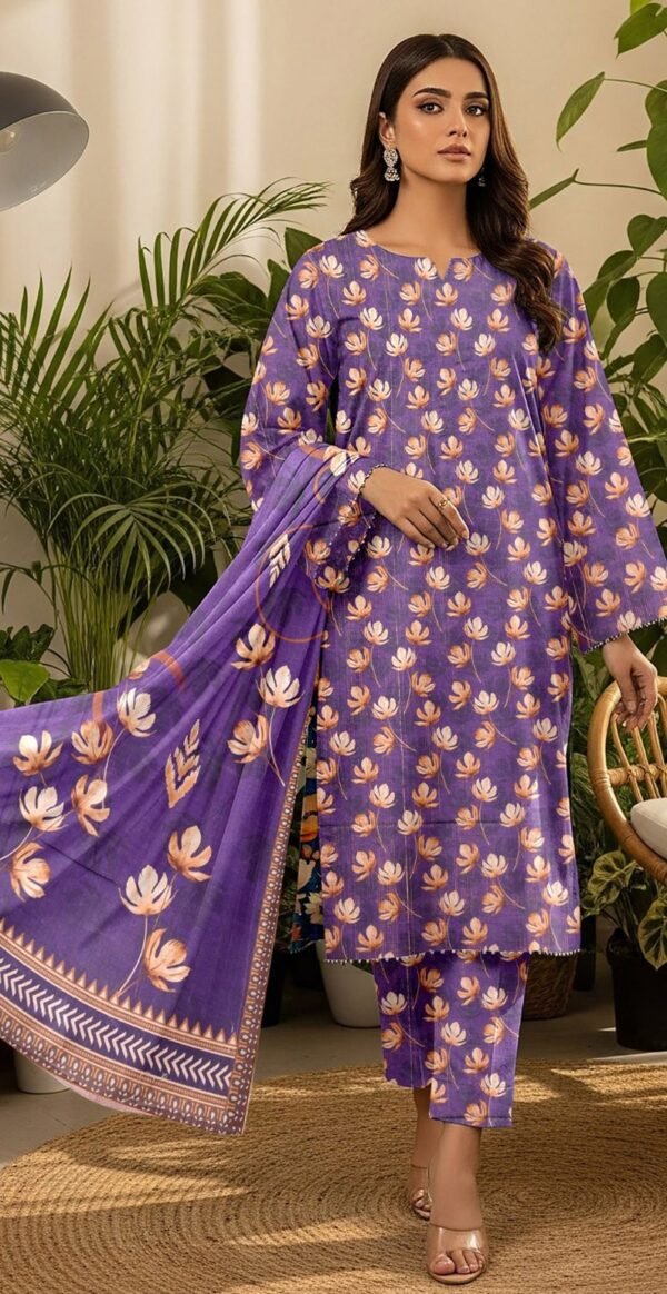 MASOORI 3PC PEACH DHANAK ALL OVER DIGITAL PRINTED VOL-109-D-418