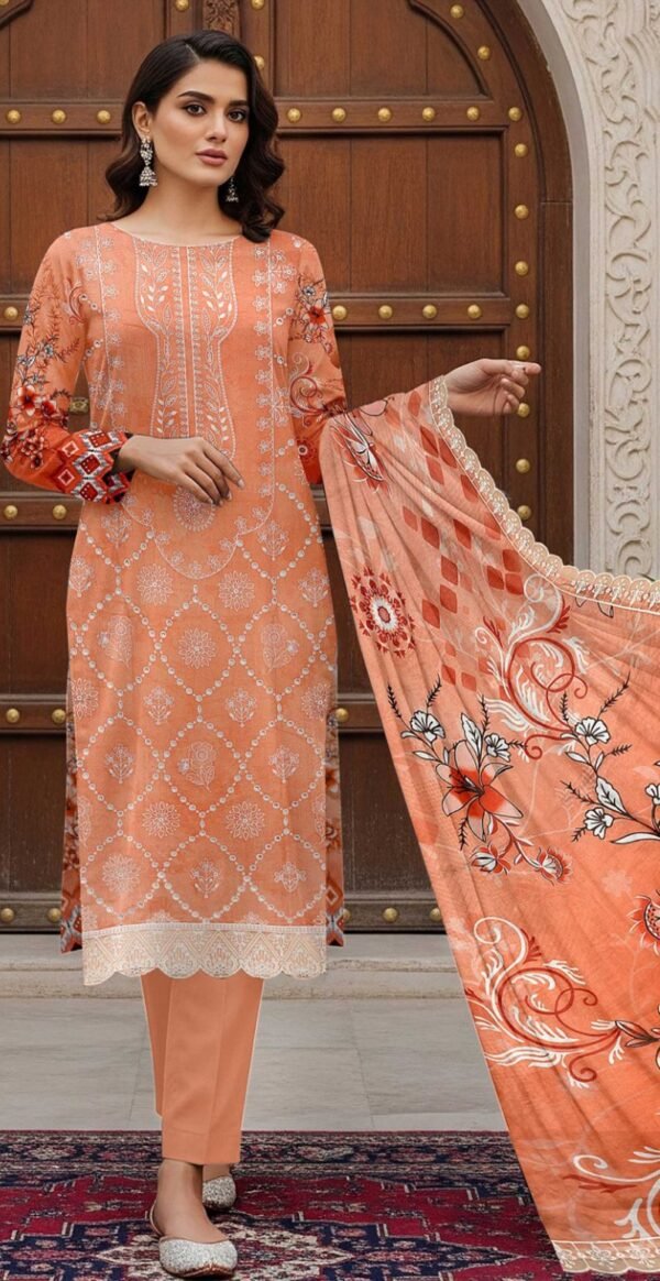 WHITE ROSE 3PC EMBR SEQUIN BOARING DIGITAL PRINT LAWN VOL-230-D-455