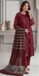 DHANAK 3PC EMBROIDERED SEQUIN MINAHIL ZAREEN JACQUARD WOOL SHAWL DESIGNER VOL-265-D-743