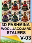 3D PASHMINA JACQUARD WOOL LADIES STALLER VOL-03-Set Of 06 Stallers