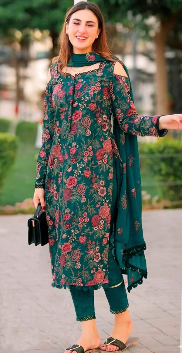 MIX BRANDS 3PC EMBROIDERED LUXURY DESIGNER LAWN VOL-12-D#375