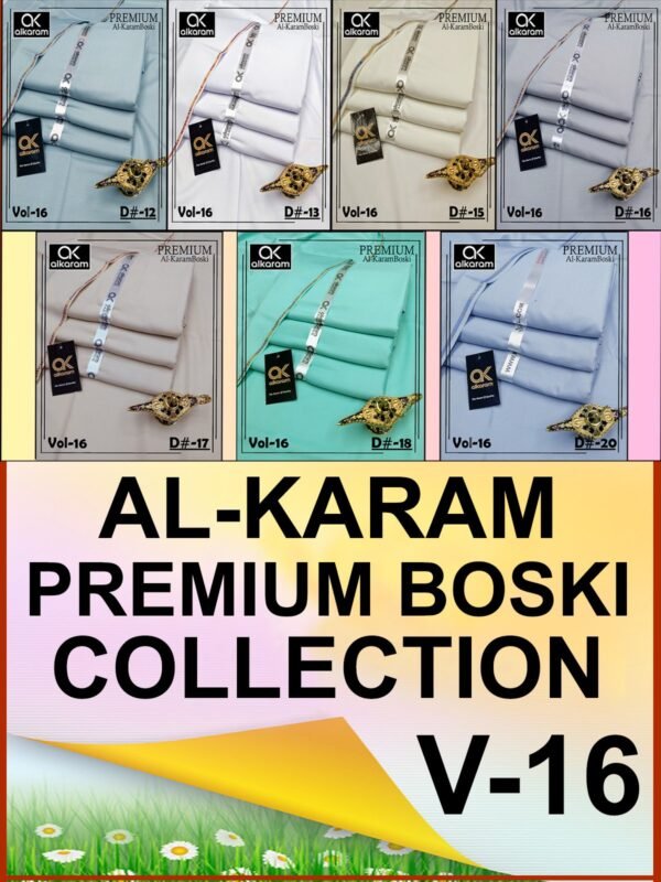 AL-KARAM PREMIUM BOSKI GENTS COLLECTION VOL-16-Set Of 07 Dresses