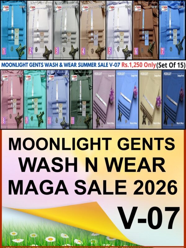 MOONLIGHT GENTS WASH & WEAR SUMMER COLLECTION VOL-07-Set Of 15 Dresses