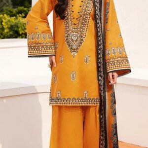 MIX BRANDS 3PC EMBROIDERED LUXURY DESIGNER LAWN VOL-07-D#722