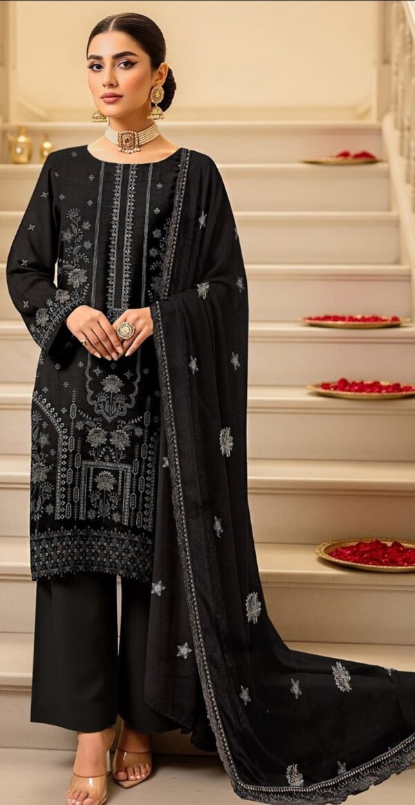 MOONLIGHT 3PC EMBROIDERED DAMAN DHANAK 04 BORDER JACQUARD SHAWL VOL-120-D-3538