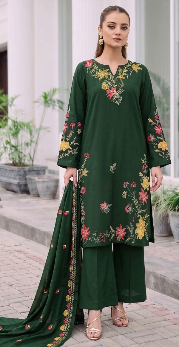 SM 3PC EMBROIDERED DHANAK PREMIUM EMBR SHAWL WINTER VOL-271-D- 804