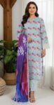 WHITE DIAMOND 3PC EMBR BOARING LAWN 4-BORDER LACE DUPATTA VOL-240-D-558