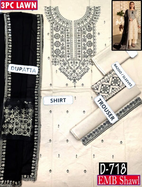 MIX BRANDS 3PC EMBROIDERED LUXURY DESIGNER LAWN VOL-07-Set Of 7 Dressses