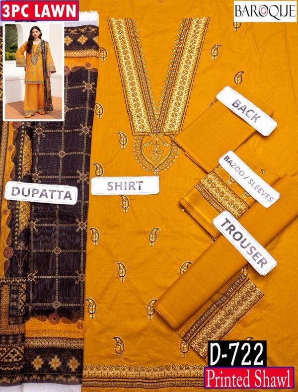 MIX BRANDS 3PC EMBROIDERED LUXURY DESIGNER LAWN VOL-07-Set Of 7 Dressses