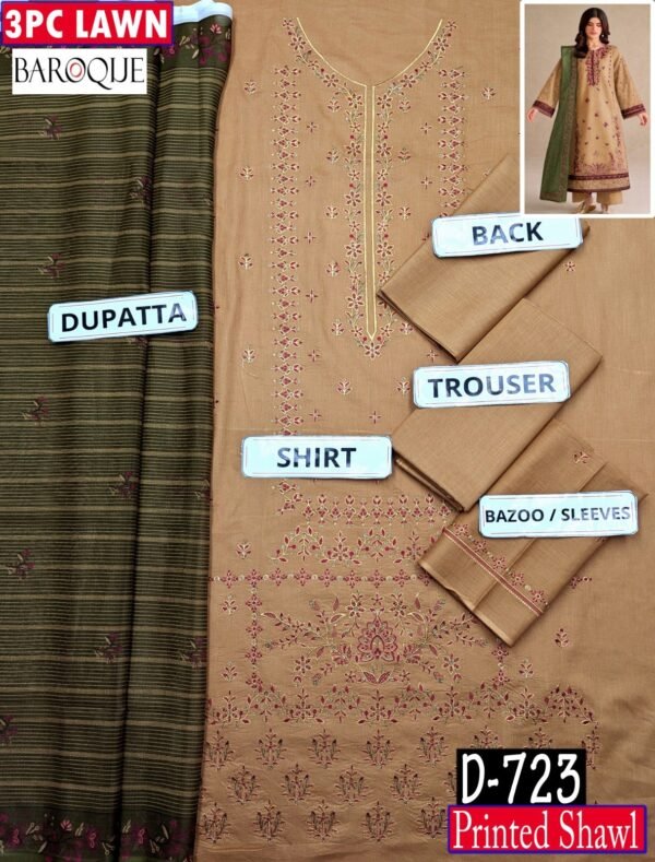 MIX BRANDS 3PC EMBROIDERED LUXURY DESIGNER LAWN VOL-07-Set Of 7 Dressses
