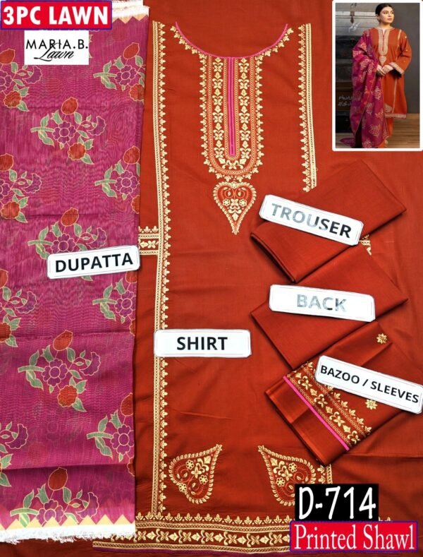 MIX BRANDS 3PC EMBROIDERED LUXURY DESIGNER LAWN VOL-10-Set Of 6  Dresses