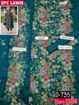 MIX BRANDS 3PC EMBROIDERED LUXURY DESIGNER LAWN VOL-12-D#375