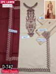 MIX BRANDS 3PC EMBROIDERED LUXURY DESIGNER LAWN VOL-16-D#742