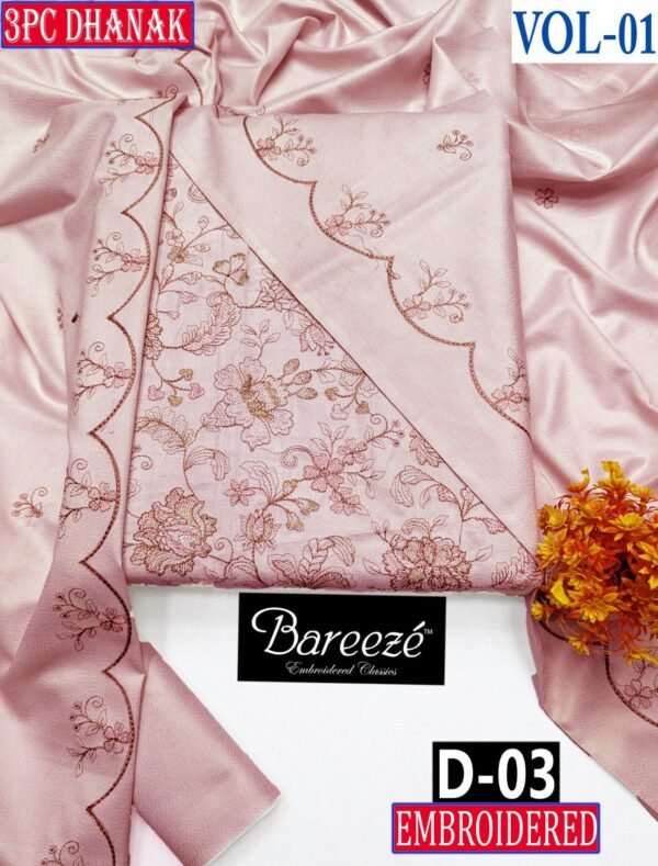 BAREEZE 3PC DHANAK EMBROIDERED COLLECTION VOL-01-D-03