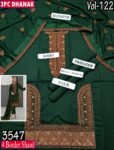 MOONLIGHT 3PC EMBROIDERED DAMAN DHANAK 04 BORDER JACQUARD SHAWL VOL-122-Set Of 06 Dresses
