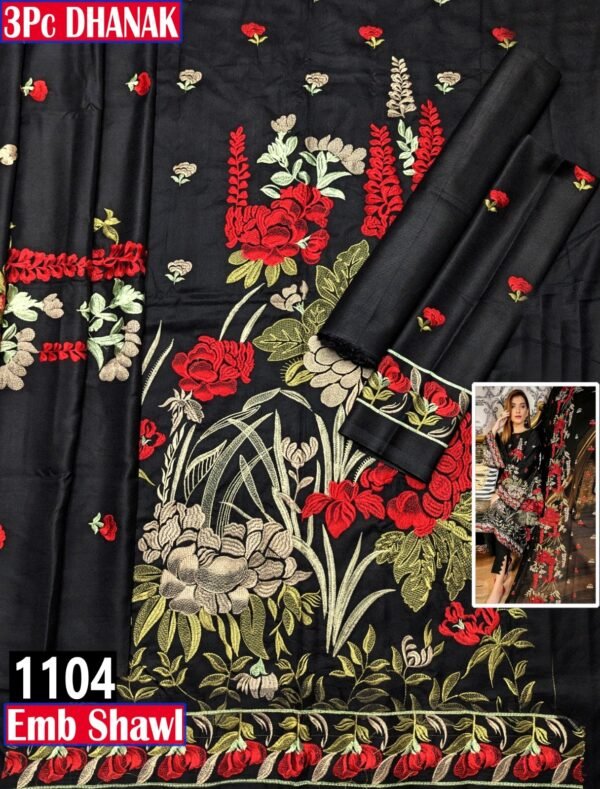 MIX BRANDS 3PC EMBROIDERED LUXURY DESIGNER DHANAK VOL-01-Set Of 06 Dresses