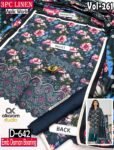 ALKARAM 3PC DIGITAL PRINTED DAMAN BOARING APLIC WORK EMBROIDERED LINEN VOL-261-Set Of 08 Dresses