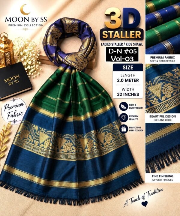 3D PASHMINA JACQUARD WOOL LADIES STALLER VOL-03-Set Of 06 Stallers