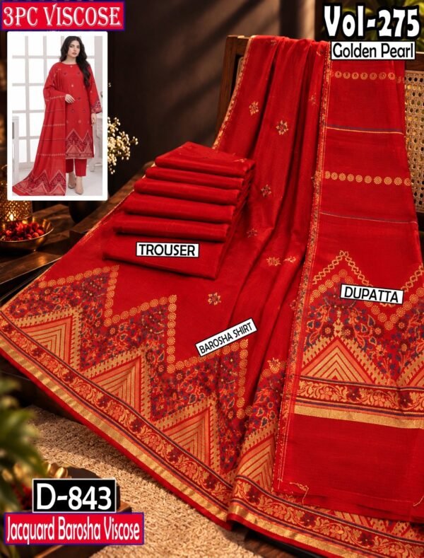 JACQUARD VISCOSE BAROSHA 3PC GOLDEN PEARL PREMIUM VOL-275-D-843