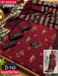 DHANAK 3PC EMBROIDERED SEQUIN MINAHIL ZAREEN JACQUARD WOOL SHAWL DESIGNER VOL-265-D-743