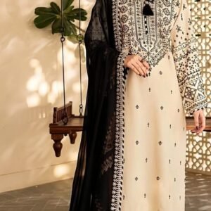 MIX BRANDS 3PC EMBROIDERED LUXURY DESIGNER LAWN VOL-07-D#718